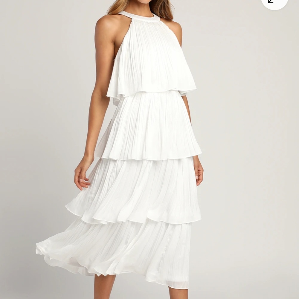 Tiered midi white dress